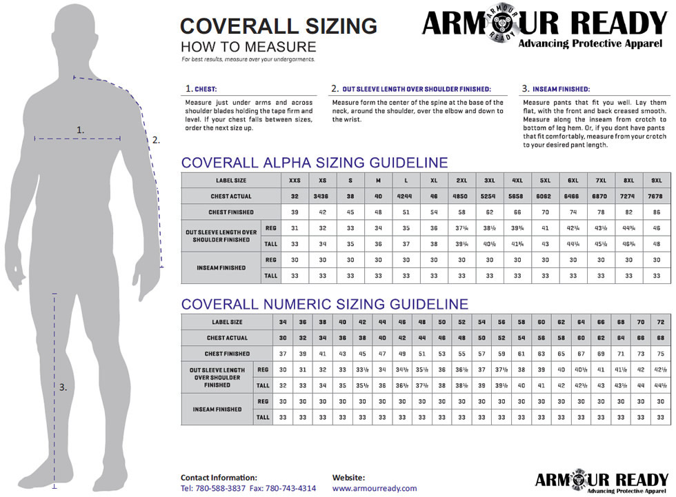 Armour Ready | Sizing Chart